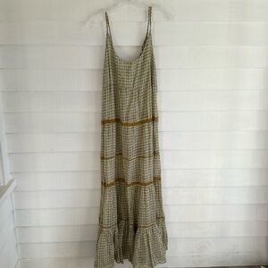 Free People maxi green gold tank dress
